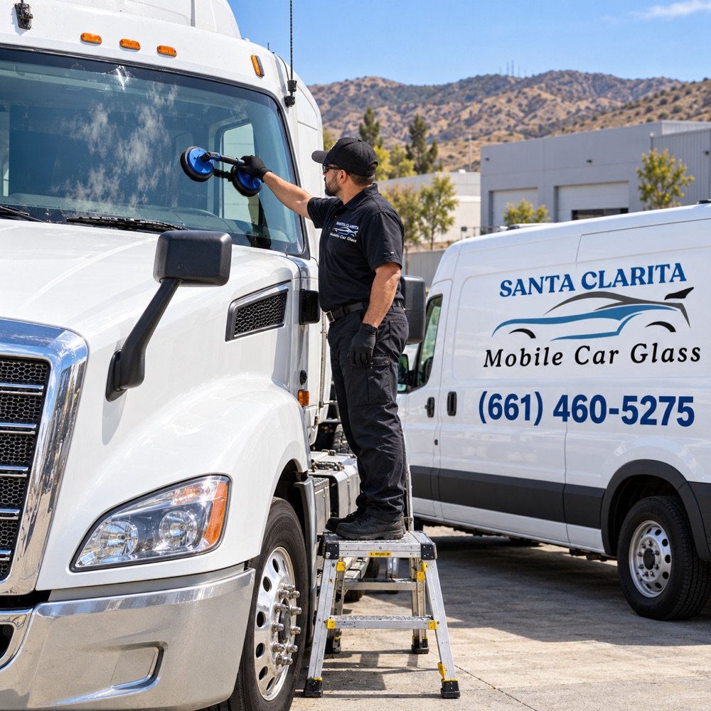 Semi truck windshield replacement by Santa Clarita Mobile Car Glass